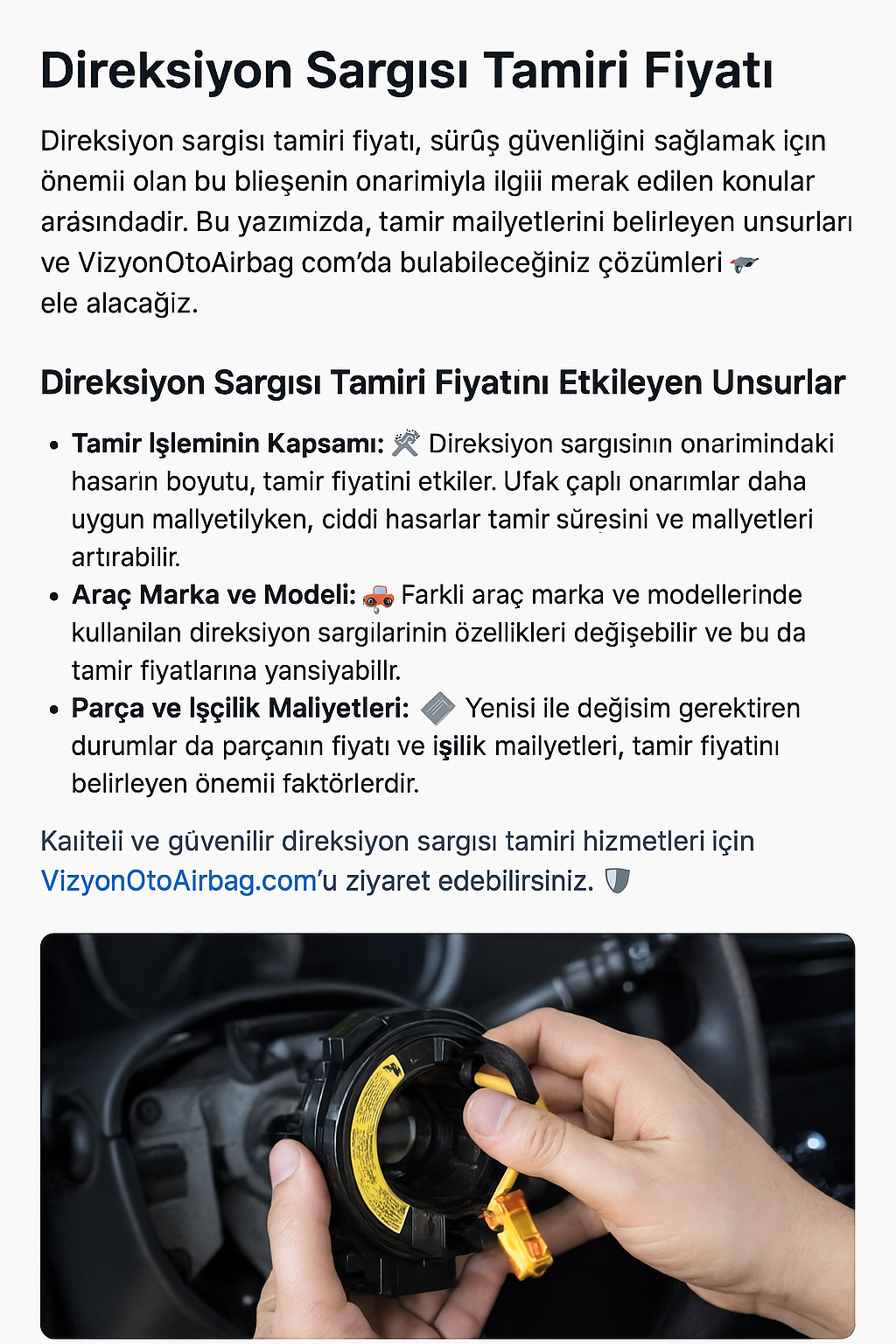 Direksiyon Sargısı Tamiri Fiyatı Ne Kadar?